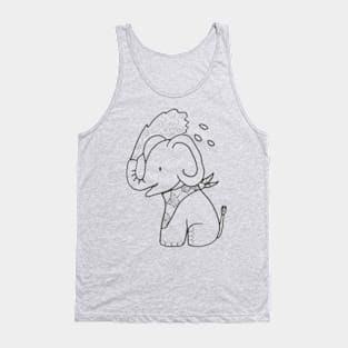 Baby elephant playing with water cartoon style Tank Top